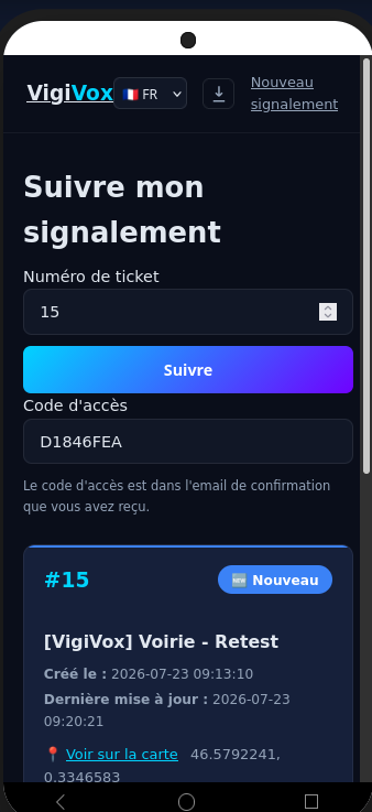 Validation de signalement
