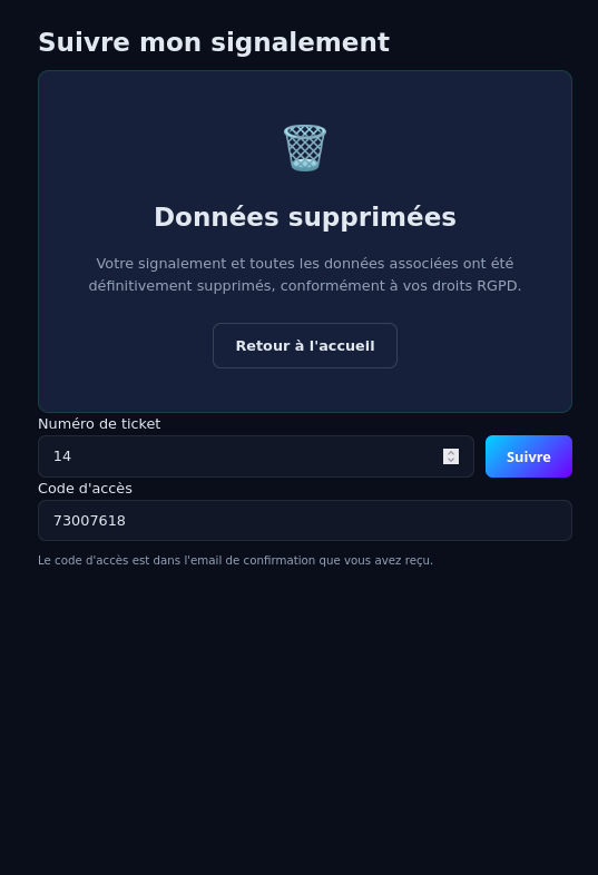 Conformité RGPD - suppression